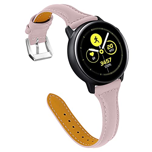 Uhrenarmbänder Für Galaxy Watch 4 44mm,Miya Slim Echtleder Uhrenarmband Damen Herren Kompatibel für Galaxy Watch 42mm/Galaxy Watch 3 41mm/Active2 40mm 44mm/Gear S2 (M7) Cover