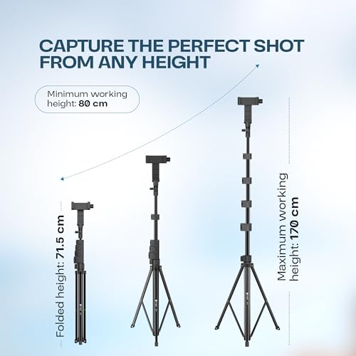 Image of Tygot X-1 67 Inch (170cm) Aluminium Tripod with Bluetooth Remote, Mobile Holder, Phone Stand for Ring Light, GoPro & Camera, Light Stand for Video Recording, Shooting, Streaming, Reels, YouTube