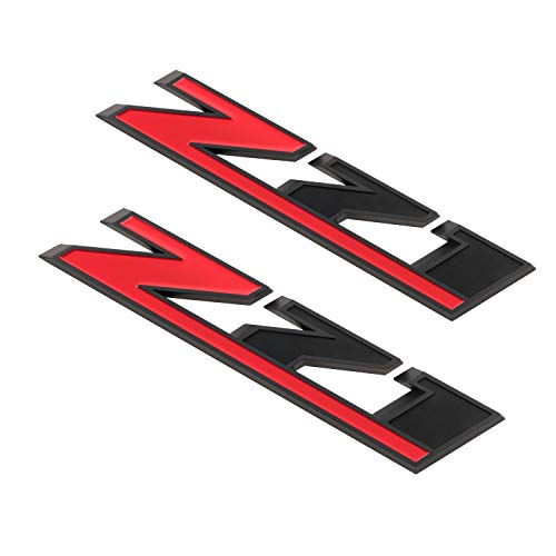 Image of 2Pcs 10.3 inch Z71 Emblem Badges for GM Chevy Silverado Colorado GMC Sierra Tahoe Suburban (Matte Black+Red)