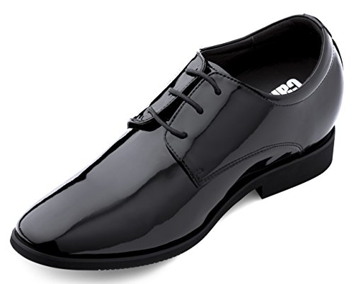 Image of Calden Men's Invisible Height Increasing Elevator Shoes - Black Patent Leather Lace-up Formal Tuxedo Oxfords - 3 Inches Taller - K911929 - Size 6.5 D(M) US
