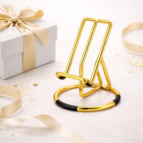 Image of Mizi Cell Phone Stand for Desk - Metal Mobile Phone Holder Compatible with iPhone, iPad, Switch & All Smartphones - Cute, Classy Stylish Display Stand - Gold