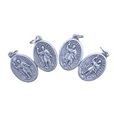 Lot of 4 St Expedit 1 Inch Silver Tone Catholic Patron Saint Medal