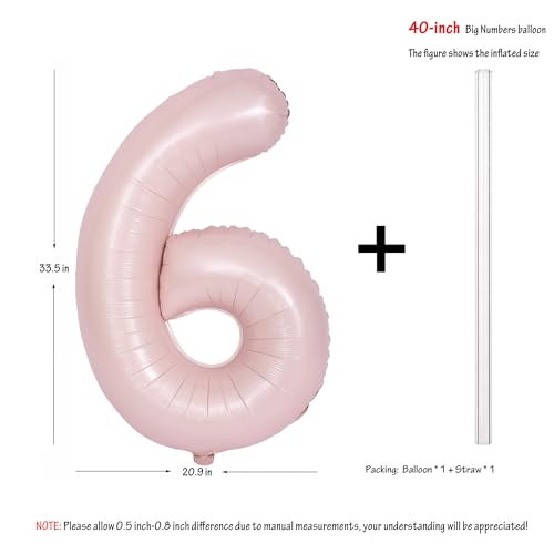 Image of 40 In Matte Pink Birthday Number Balloons 6 Helium Foil Mylar Balloon