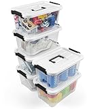 Plastic Storage Bins with Lids 7 Quart ,Storage Containers 6 Pack-BPA-Free,Stackable Latching Box with Black Handle for Home Office Kids Room...