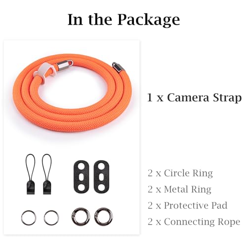 VOVMOEYA Camera Strap for DSLR,Universal Camera Neck Shoulder Strap for Fujifilm X100VI XT5 for Nikon Zf Z8 Z30 for Canon EOS R6 R10 R50 for Sony A6400 A6700 A7C II A7IV - Orange - Image 6