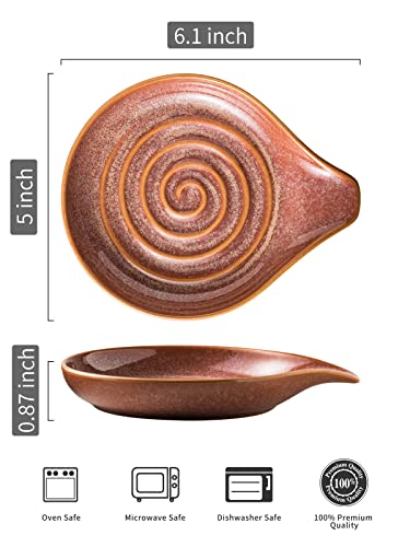 Image of LAUCHUH Spoon Rest for Stove Top, 5 inch Ceramic Spoon Holder for Kitchen Counter Large Cooking Utensil Rest for Ladle, Cooking Spoons, Spatula, Tongs, Farmhouse Kitchen Decor, Reactive Red