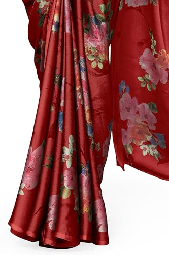 Image of MIRCHI FASHION Women Saree Chiffon Flower Print | Breathable Lightweight Sari for Office and Daily Use with Unstitched Blouse Piece (Available in 30 Styles)