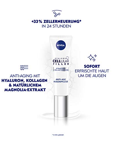 NIVEA Hyaluron Cellular Filler Anti-Age Augenpflege (15 ml), straffende Augencreme mit Magnolia Extrakt - Image 3