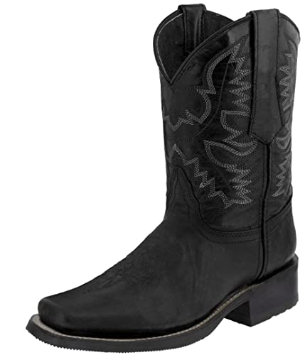 Texas Legacy Men's Black Western Cowboy Boots 10E Square Toe