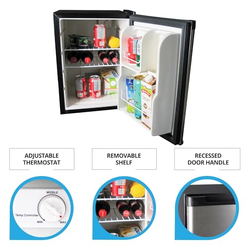 Image of Koolatron 12V / 110V Refrigerator - Mini Fridge for Trucks Cool Storage for Kitchen Bedroom Office Travel Camping Dorms Compact Free Standing Neveras Pequenpara Apartment 1.76 cu.ft - Black