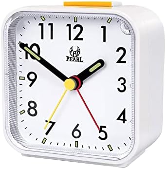 m zimoon Silent Alarm Clock Bedside Non Ticking Battery Powered Silent Analogue Table Clocks with Night Light Snooze Function Large Display Silent Small Desk Clocks for Bedroom Office (White)