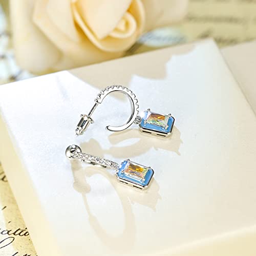 White Gold Hoop Earrings For Women Silver Drop Earrings For Women Girls 14K Gold Plated Thick Earrings #TOP2