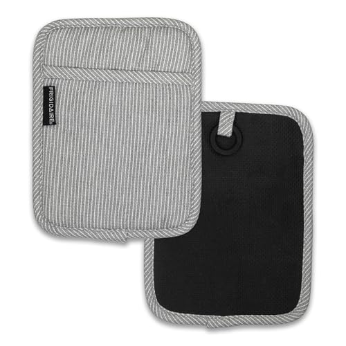 Frigidaire Layla 2-Pack Cotton and Neoprene Pot Holders, Heat Resistant, Anti-Slip, Machine Washable, 7