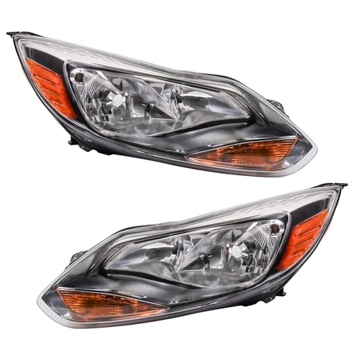 Image of TRQ Headlight Assembly Set Driver & Passenger Side FO2502298 FO2503298 Compatible with 2012-2014 Ford Focus