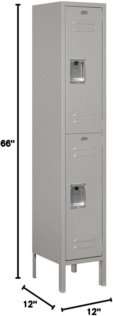 Salsbury Industries 62152GY-U Double Tier 12-Inch Wide 5-Feet High 12-Inch Deep Unassembled Standard Metal Locker, Gray