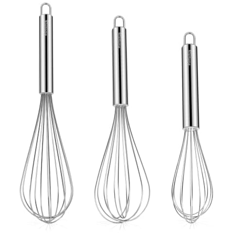 NileHome Stainless Steel Whisk Set 8" 10" 12" Kitchen Whisk Balloon Whisk Kitchen Wisk Wire Whisks for Cooking, Whisking, Blending, Beating, Stirring-3 Pack Cover