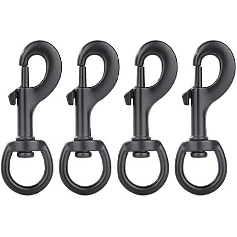 AOWESM 4-Pack Swivel Lobster Claw Clasp Spring Loaded Snap Trigger Clip Zinc Alloy Single Ended Bolt Snap Hooks for Pet Lanyards and Dog Leashes, 3/4 Inch Eyelet Diameter (Round Eyelet, Black) Cover