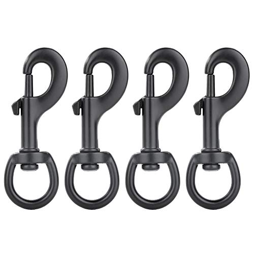 Aowesm 4-Pack Swivel Lobster Claw Clasp Spring Loaded Snap Trigger Clip Zinc Alloy Single Ended Bolt Snap Hooks For Pet Lanyards And Dog Leashes, 3/4 Inch Eyelet Diameter (Round Eyelet, Black) #TOP15