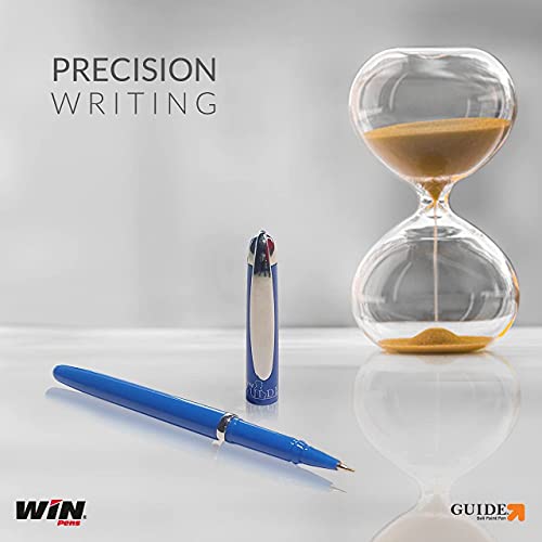 Image of WIN Guide Ball Pens | 30 Black Ink Pens | Premium Pens with Stylish Metallic Clip | 0.6 mm Sharp Tip | Smooth Writing | Lightweight Body Available in Black Colour | Pens for Students