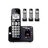 Panasonic KX-TGE234B DECT 6.0 Amplified Handset Volume Enhanced Noise Reduction Talking Caller ID Locate Cell Cordless Telephone -4 Handsets (Renewed)