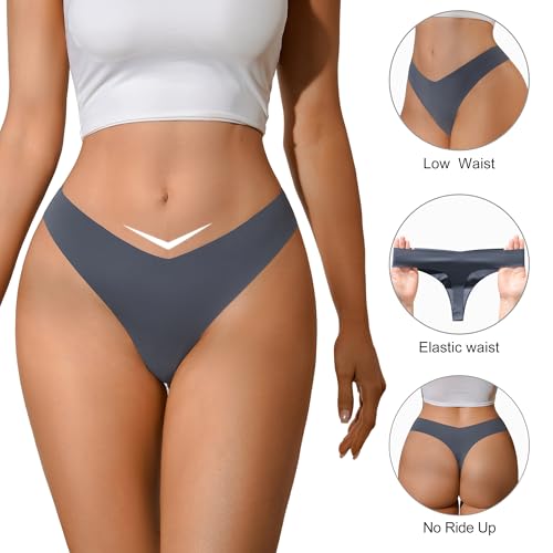 Image of DEANGELMON Seamless Thongs for Women No Show Thong Underwear Women Comfortable Multiple Pack