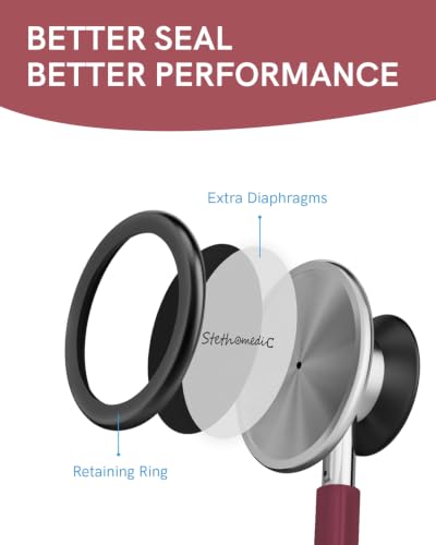 Image of FriCARE Dual Head Stethoscope - Stethoscopes for Nurses, Medical Nursing Students, Paramedics /EMT /LVN /VNA Backup Estetoscopio, Burgundy Tube, Stainless Steel Chestpiece