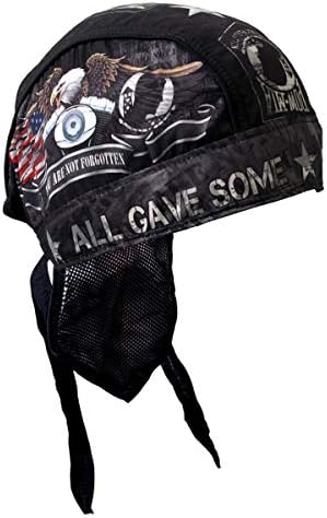 HOT LEATHER POW MIA All Gave Some Some Gave All Head Wrap Biker Durag Skull Cap Sweatband in Brim