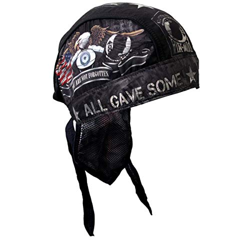 HOT LEATHER POW MIA All Gave Some Some Gave All Head Wrap Biker Durag Skull Cap Sweatband in Brim