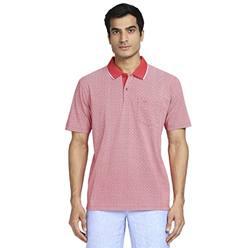 Image of Colorplus Men's Pure Cotton Print Pattern Classic Fit Polo Neck Half Sleeve Casual T-Shirt