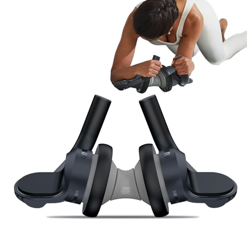 BERTER Fitness Ab Roller Wheel Abdominal Trainer Roller Workout Equipment for Home and Gym Exercise Roller for Men and Women (Grey) (Grey)