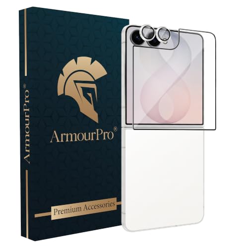 Image of ArmourPro Edge to Edge Tempered Glass for Samsung Galaxy Z Flip 8 with Silver Camera Ring Guard, 9H Screen Protector, Anti-Scratch, Anti-Fingerprint, Bubble-Free Installation Kit