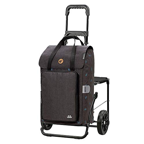 Andersen Shopper Komfort Stahl faltbar mit Rad Ø 20 cm und 44 Liter Ivar Tasche mit Kühltasche Anthrazit