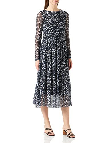 TOM TAILOR Women's Midi Dress in mesh 1030257, 29142 - Navy Dotted Design, 38