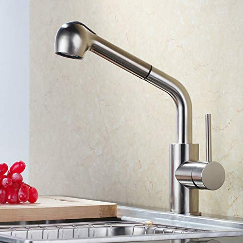 Robinet à traction en acier inoxydable rotatif télescopique évier de cuisine