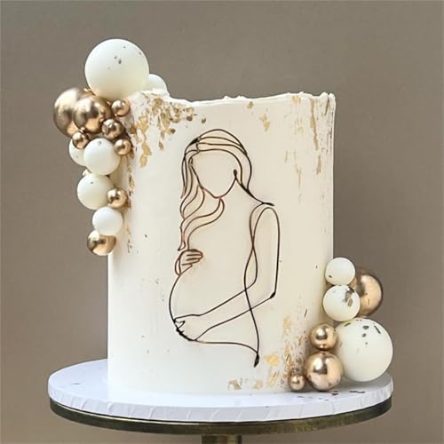LZGXZF Acrylic Pregnancy Cake Topper, Gold, Interwoven Lines, 1-Piece, Elegant, Perfect for Baby Shower, Birthday, Welcome Baby, Home, Restaurant, Event Venue