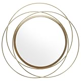 ANDRESLAD Espejo de Pared Redondo Decorativo Marco de Hierro Forjado Vintage Tamaño Exterior 37 CM E Interior 24 CM Resistente Oxidación Adecuado para Decoración de Hogar Dormitorio y