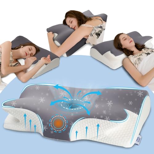 IDEA Nackenkissen Kopfkissen, Ergonomisches Kopfkissen Nackenschmerzen, Memory Foam Orthopädische Kissen, Schlafkissen für Seitenschläfer Rücken & Bauchschläfer - Linderung für Nacken & Schlaf