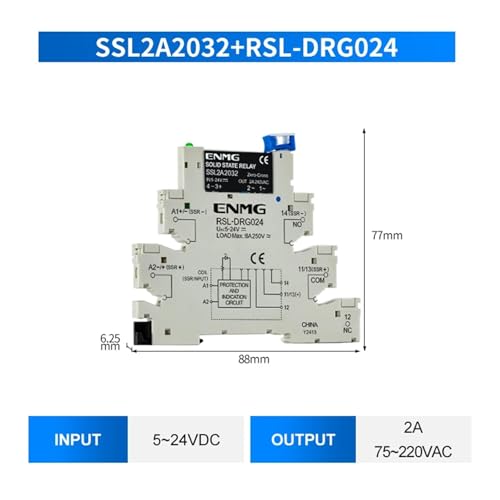 Relais statique intégré PCB 6A 2A DC-AC 2A DRG White pour montage sur rail DIN - 2