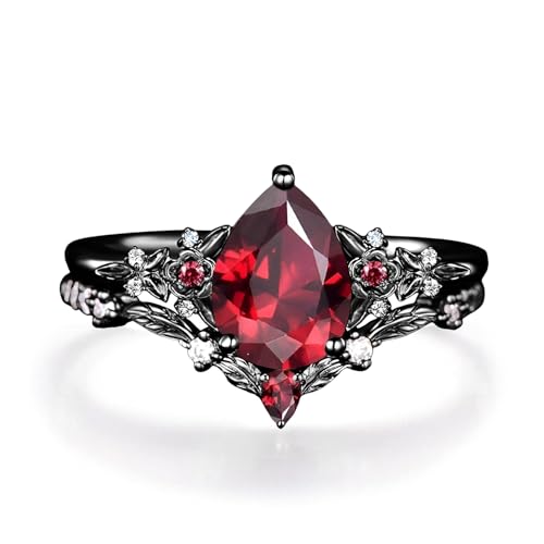 1.5CT Pear/Oval Cut Created Ruby Ring Sets for Women 10K 14K 18K Gold Gemstone Ruby Inspired Anniversary Ring for Wedding Valentine's Day Size 4-12