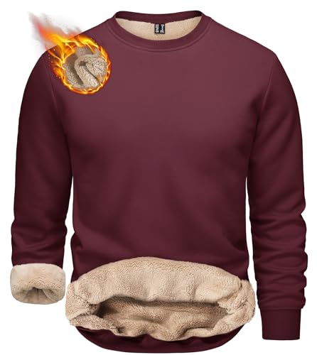 TACVASEN Mens Fleece Top Heavyweight Sweatshirts Crewneck Sherpa Lined Sweatshirt