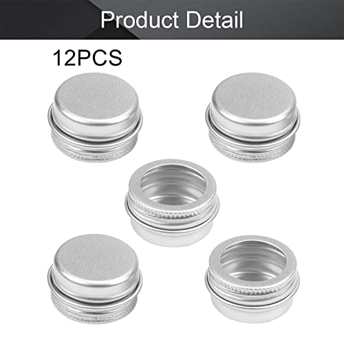 Image of Othmro 12Pcs 0.2oz Metal Round Tins Aluminum Tin Cans Jar Refillable Containers 5ml Tin Cans Tin Bottles Containers with Screw Lid for Salve Spices Lip Balm Tea Candies Silver 1.02x0.59in