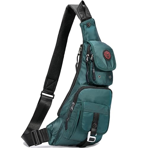 Image of Nicgid Sling Bag Chest Shoulder Backpack Fanny Pack Crossbody Bags for Men (Dark green(Fits 9.7-Inch iPad))