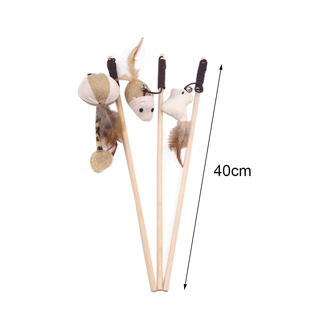 3 Bacchette Con Piume Per Gatti - Giocattolo Interattivo Con Cordini Colorati Per Giochi Indoor - Foto 11