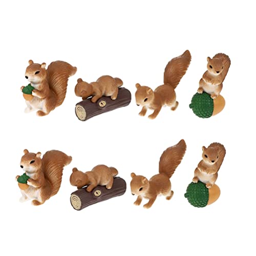 LUOZZY 8 peças estátua de esquilo miniatura miniatura esquilo topo de bolo estatuetas animais micro