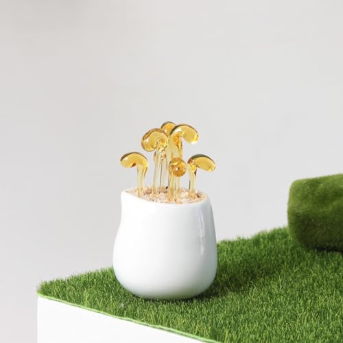 DECRZPB Figura de brotes de Soja Amarillos de Vidrio esmaltado de Colores Hecha a Mano Escultura soplada Adorno de Mesa decoración de cumpleaños y hogar