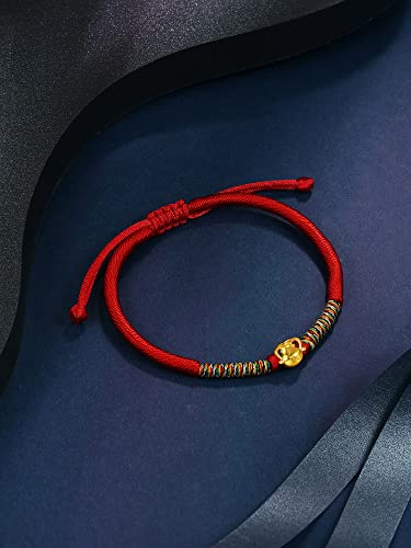 24K Gold Bracelet Zodiac Charm Bracelets Constellation Jewelry Horoscope Sign Red Braided Bracelet Healing Dainty Solid Gold Gifts for Women Men 5