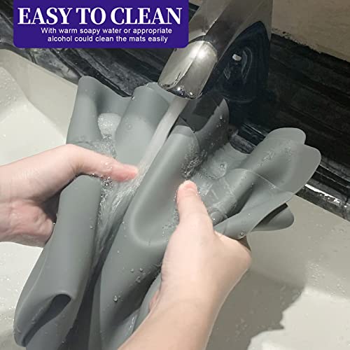 FANDAMEI 70x50 cm Große Silikonmatte mit Aufbewahrungsbeutel, Silikonfolie Bastelmatte Silikon Unterlage Antihafte Rutschfeste Tischmatte Arbeitsmatte Thekenmatte, für Handwerk, DIY, Dunkelgrau