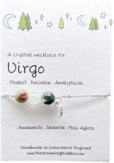 Virgo Crystal Necklace, Personalised Star Sign Jewellery, Zodiac Silver Choker, August September Birthstone Gift
