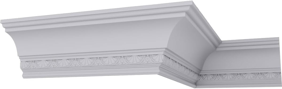 Endurathane Shell Crown Moulding, 6 3/4"H x 5 1/2"P x 8 3/4"F x 94 1/2"L, Factory Primed