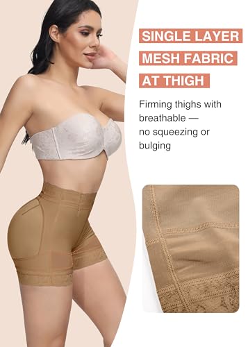 Image of SHAPSHE Butt Lifter Shapewear Shorts for Women, High-Waist Tummy Control | 4 Flexible Waist Stays | Silicone Waist & Leg Grips | Contoured Back Seams | Mesh Thigh Panels | Lace-Trimmed Leg Hem